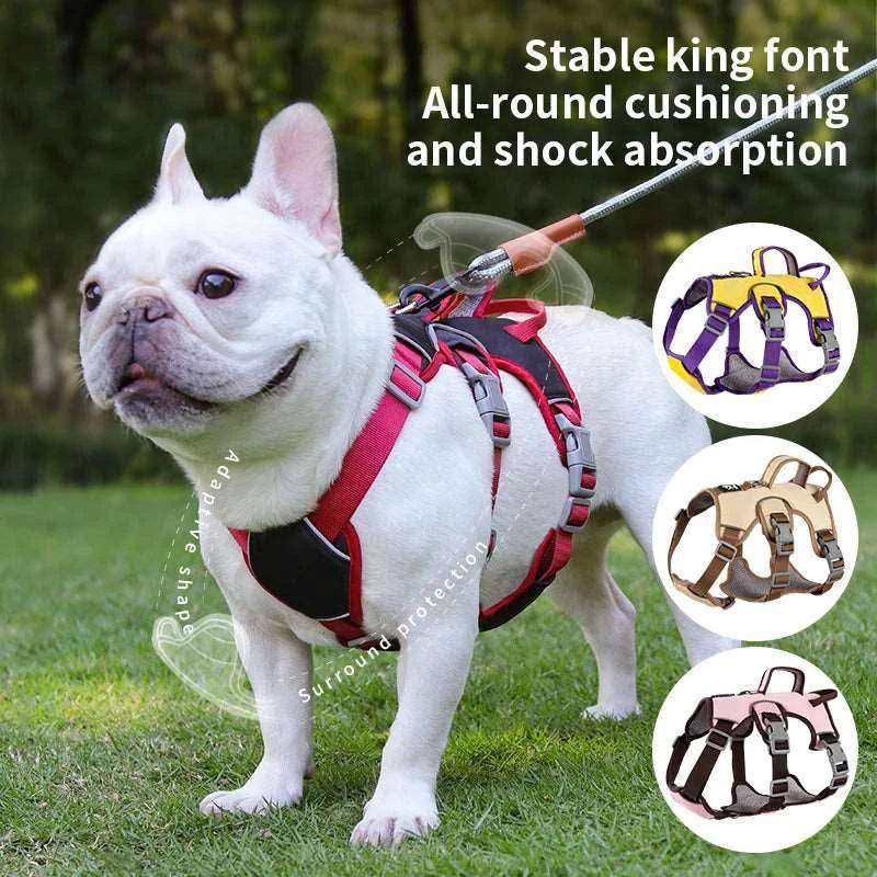 Beige Dog Harness NO PULL Outdoor Walking Breathable Reflective Adjustable Harness for Small Medium Large Dogs TRENDYPET'S ZONE