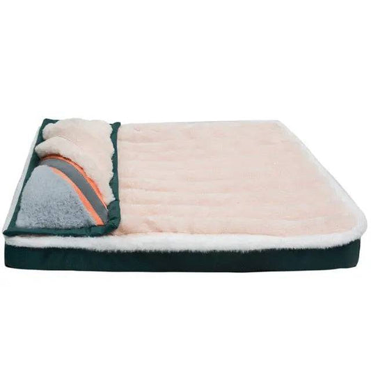 Beige Dog Sleeping Pad Bed With Pillow Soft And Comfortable Warm Removable And Machine Washable - Trendypet's Zone