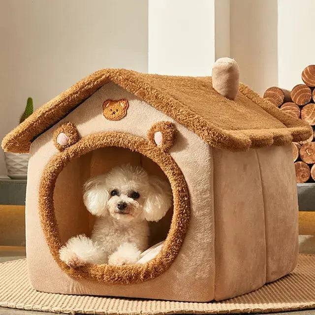 Beige Foldable House Kennel Bed Mat Basket Cave Sofa TRENDYPET'S ZONE