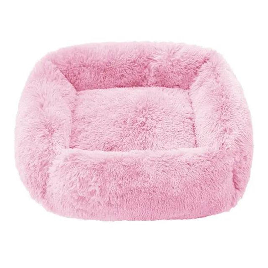 Beige Pink Fluffy Dog Sofa Bed Square Pet Beds Cat Mat Plush Dogs House Indoor Winter Warm Pet Sleeping Kennel For Small Medium Large Dogs - Trendypet's Zone