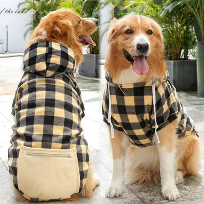 Beige Plaid Dog Winter Coat Pet Jacket Plaid Vest Cold Weather Clothes Apparel - Trendypet's Zone