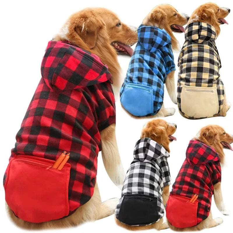 Beige Plaid Dog Winter Coat Pet Jacket Plaid Vest Cold Weather Clothes Apparel - Trendypet's Zone