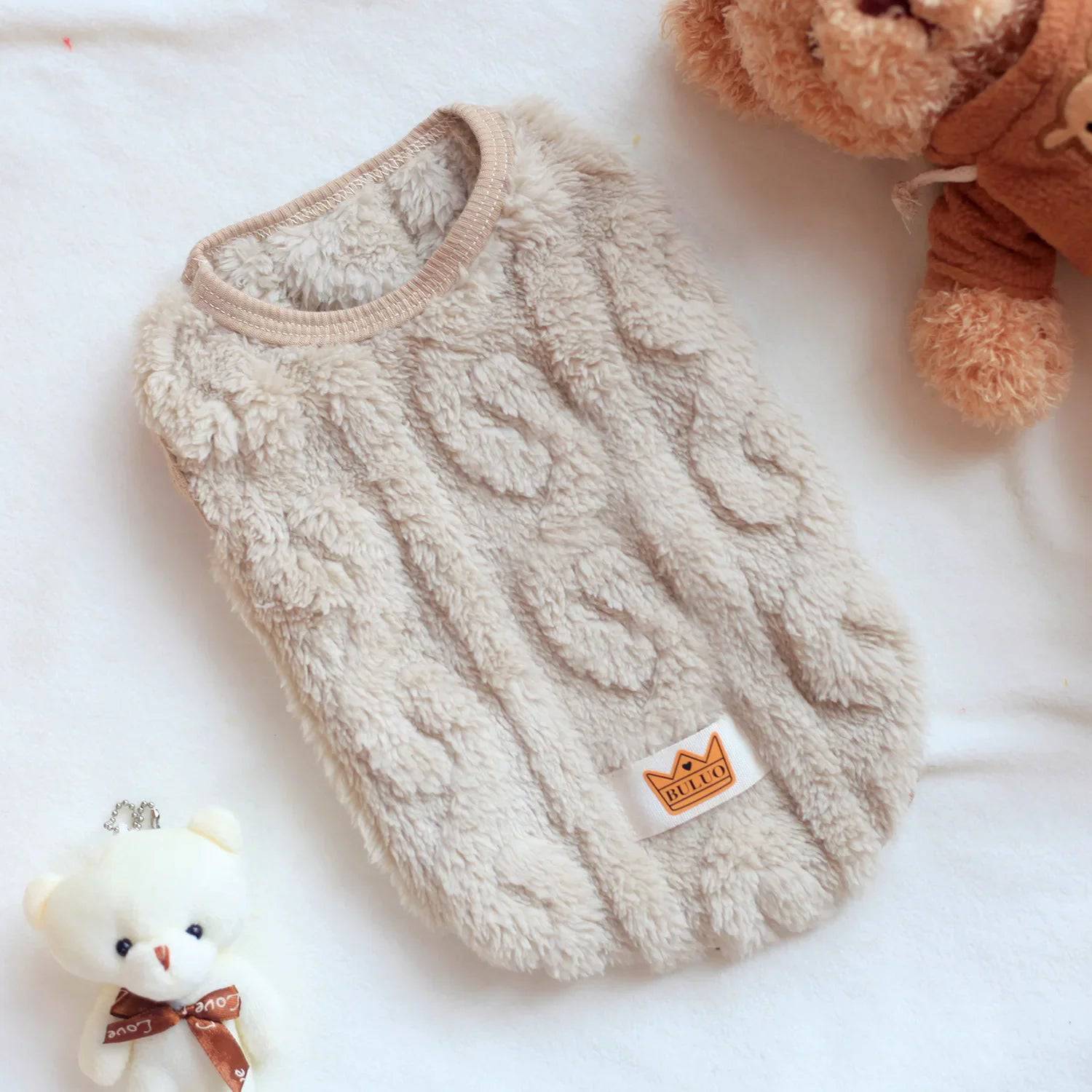 Beige Soft Cozy Autumn Winter Warm Fleece Dog Cat Sweaters TRENDYPET'S ZONE