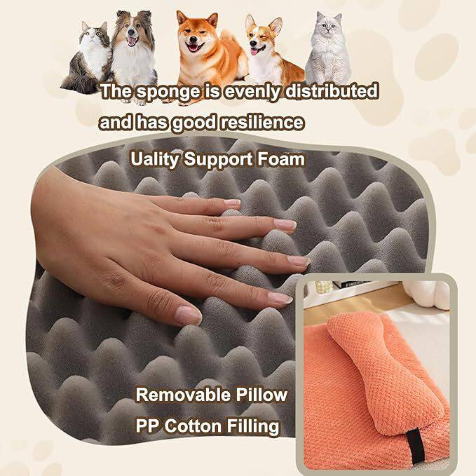 Beige Warm Calming Dog Puppy Bed Mat Pillow Fluffy Plush with Removable Washable Cover for X-Large, Large, Medium, Small Dogs - Trendypet's Zone