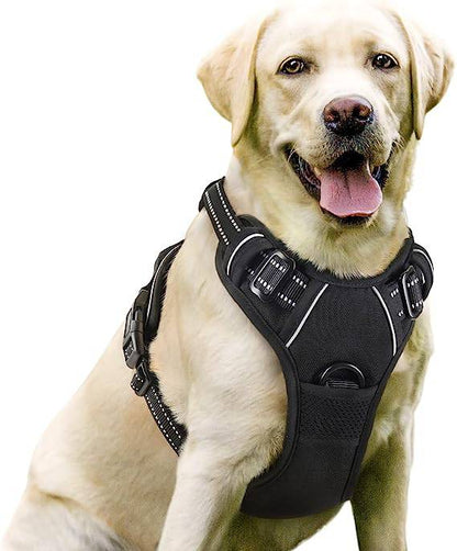 Black 1000D Oxford Cloth Reflective Pet Dog Harness Service Vest with Vertical Handle Adjustable Collars TRENDYPET'S ZONE