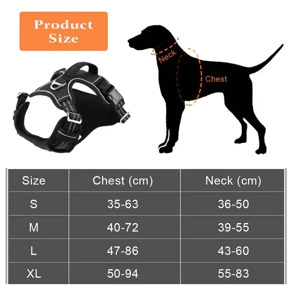 Black 1000D Oxford Cloth Reflective Pet Dog Harness Service Vest with Vertical Handle Adjustable Collars TRENDYPET'S ZONE