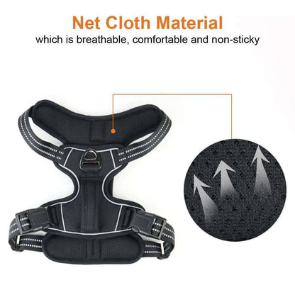 Black 1000D Oxford Cloth Reflective Pet Dog Harness Service Vest with Vertical Handle Adjustable Collars TRENDYPET'S ZONE