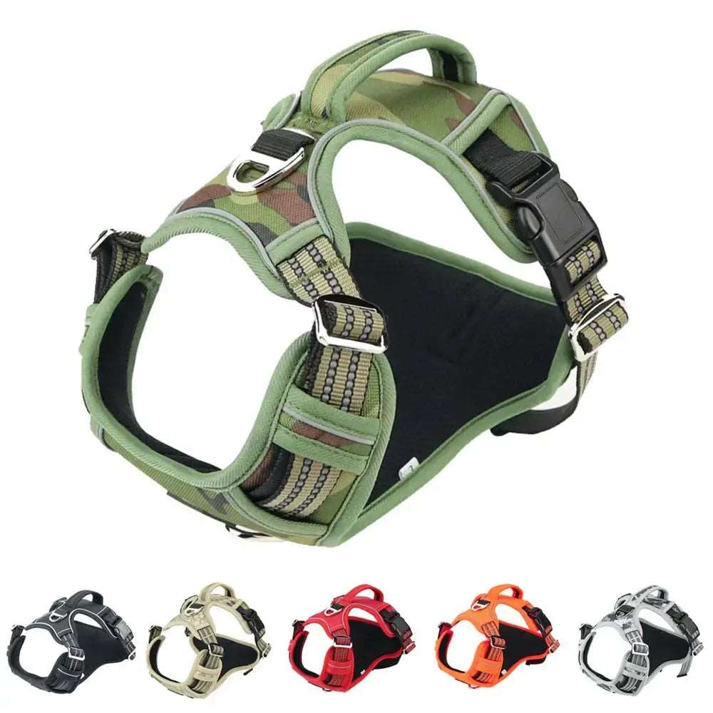 Black 1000D Oxford Cloth Reflective Pet Dog Harness Service Vest with Vertical Handle Adjustable Collars TRENDYPET'S ZONE