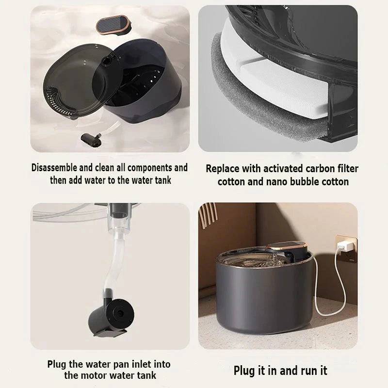 Black 3L Pet Automatic Water Fountain With LED Light Ultra Silent Cat Drinking Water Fountain USB Kitten Electric Mute Pet Water Feeder - Trendypet's Zone