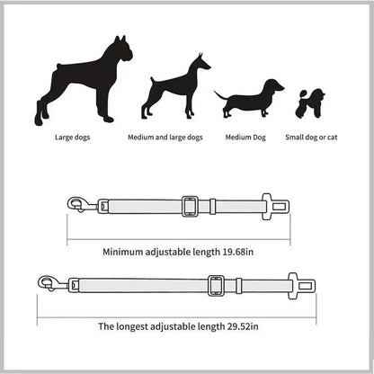 Black Base Model Pet Supplies Car Seat Belt Dog Seat Belt Dog Leash Vehicle Belt Adjustable Cushioning Elastic Reflective Safety Rope for Dog Cat TRENDYPET'S ZONE