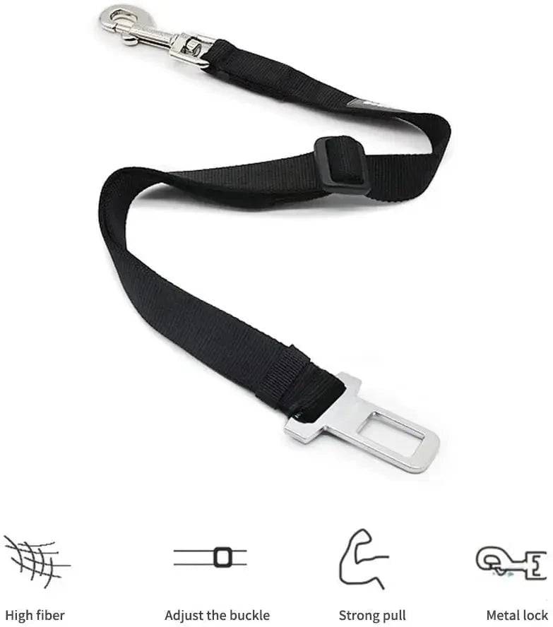 Black Base Model Pet Supplies Car Seat Belt Dog Seat Belt Dog Leash Vehicle Belt Adjustable Cushioning Elastic Reflective Safety Rope for Dog Cat TRENDYPET'S ZONE