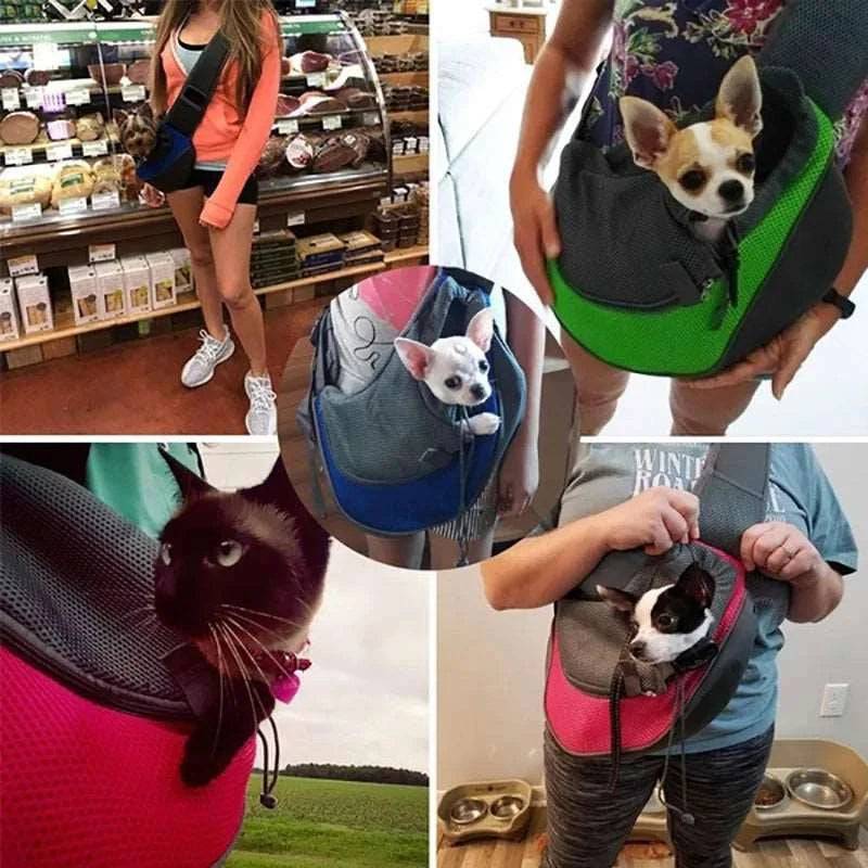 Black Carrier Outdoor Travel Dog Puppy Cat Kitten Shoulder Bag Mesh Oxford Single Comfort Sling Handbag Tote Pouch - Trendypet's Zone