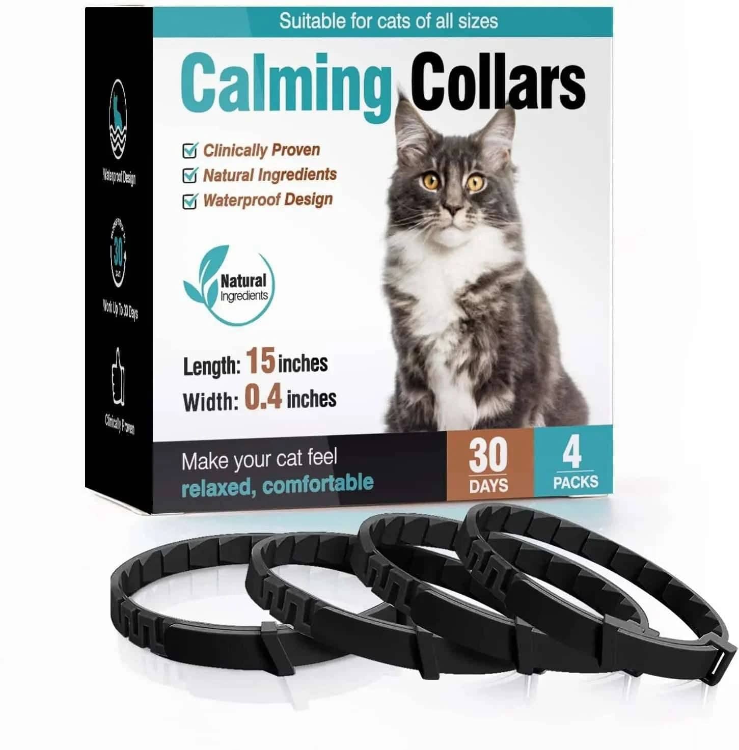 Black Cat Calming Collar 4Packs/30Days Relieve Anxiety Protection Retractable Collars Kitten - Trendypet's Zone