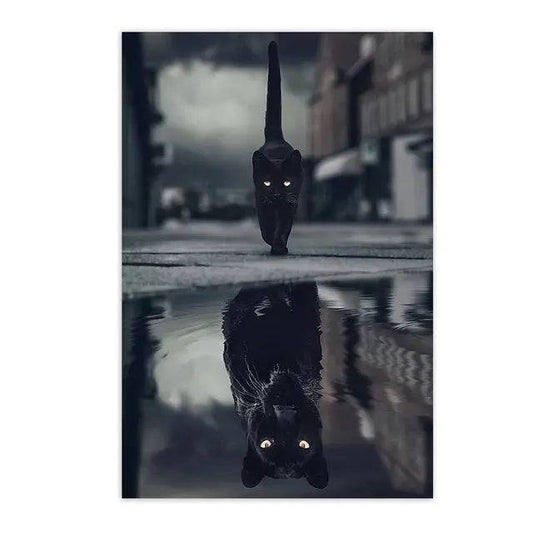 Black Cat Panther At Dawn Funny Cute Cat Canvas Painting Animal Big Eyes Kitty Posters and Prints Black and White Pictures for Kids Room Home Decor Quadro TRENDYPET'S ZONE