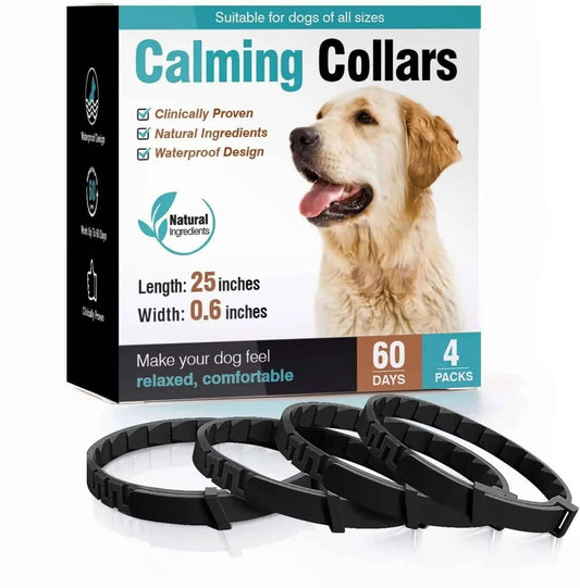 Black Dog Calming Collar 4Packs/60Days Relieve Anxiety Protection Retractable Collars Puppy TRENDYPET'S ZONE