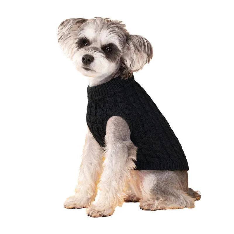 Black Dog Cat Sweaters for Winter Warm Clothes Turtleneck Knitted Vest Coat TRENDYPET'S ZONE