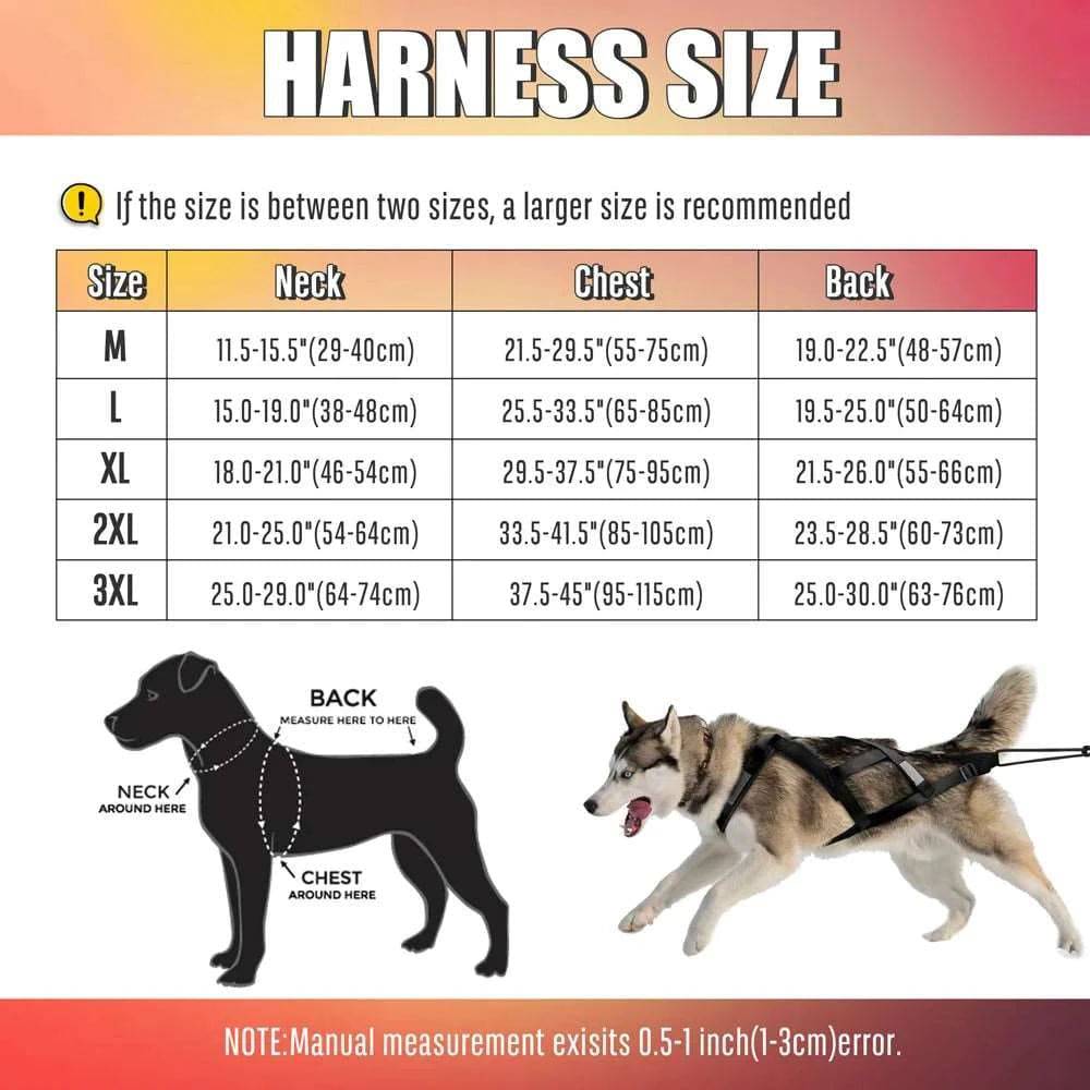 Black Dog Sledding Harness Reflective Pet Skijoring Harness Waterproof Big Large Dogs Weight Pulling Vest For Pet Training TRENDYPET'S ZONE