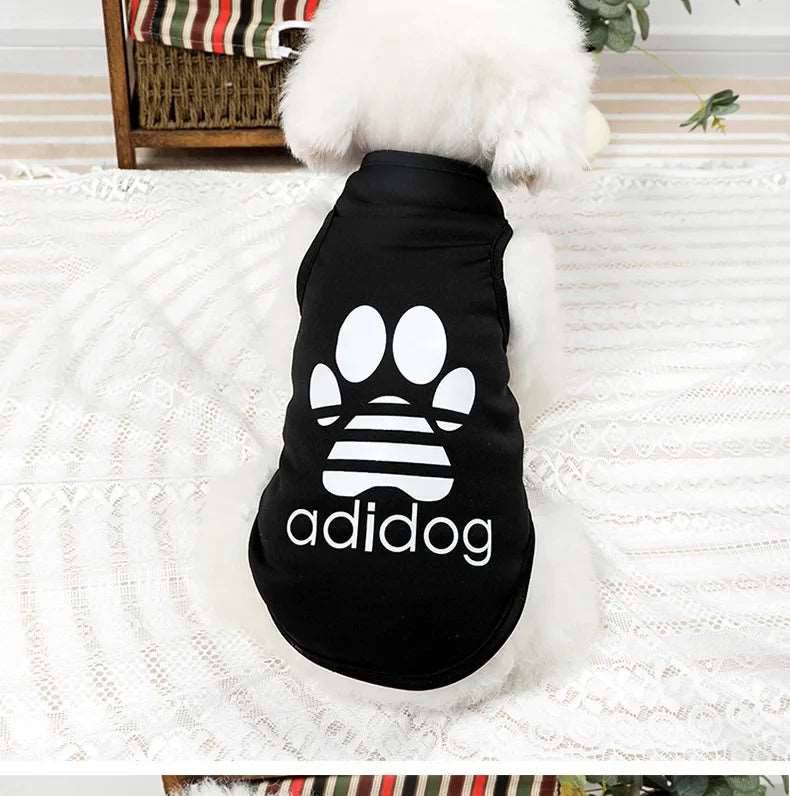 Black Dog Top Puppy Breathable Cool Mesh T-Shirt Cartoon Print Sun Protection Clothing Polyester Thin Vest Summer TRENDYPET'S ZONE