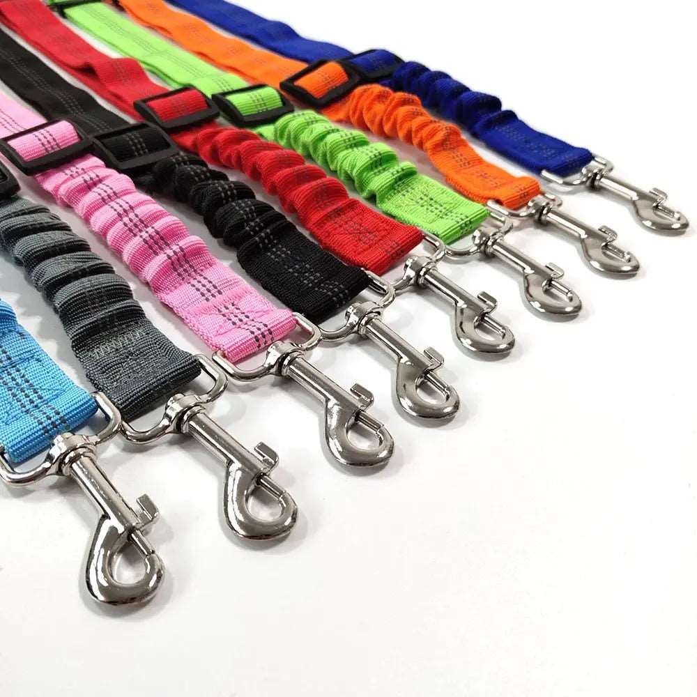 Black Elastic Pet Supplies Car Seat Belt Dog Seat Belt Dog Leash Vehicle Belt Adjustable Cushioning Elastic Reflective Safety Rope for Dog Cat TRENDYPET'S ZONE