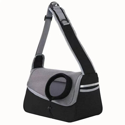 Black Grey Portable Bag Pet Crossbody Bag Dog Cat One Shoulder Carrier Breathable Mesh Puppy Kitten Handbag - Trendypet's Zone