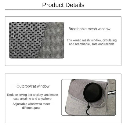 Black Grey Portable Bag Pet Crossbody Bag Dog Cat One Shoulder Carrier Breathable Mesh Puppy Kitten Handbag - Trendypet's Zone