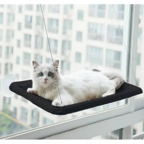 Black Hanging Cat Bed Pet Cat Hammock Aerial Cats Bed House Kitten Climbing Frame Sunny Window Seat Nest Bearing 20kg Pet Accessories - Trendypet's Zone