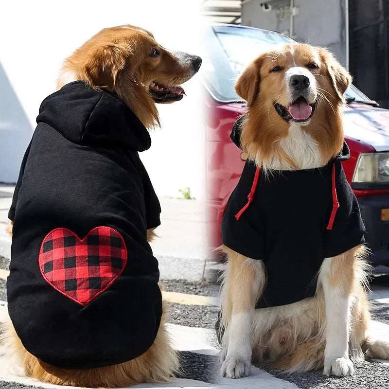 Black Heart Dog Winter Coat Pet Jacket Plaid Vest Cold Weather Clothes Apparel TRENDYPET'S ZONE