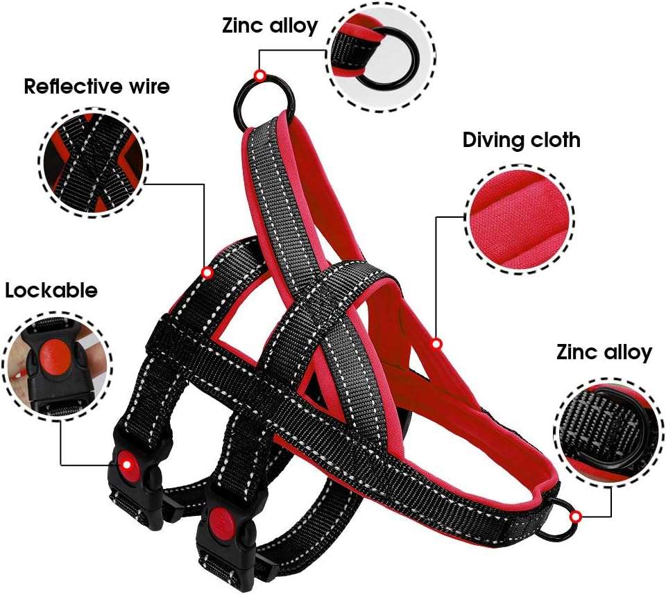 Black No Pull Nylon Dog Harness Reflective Adjustable Dog Harness Vest For Medium Large Dogs Walking Training Belt TRENDYPET'S ZONE