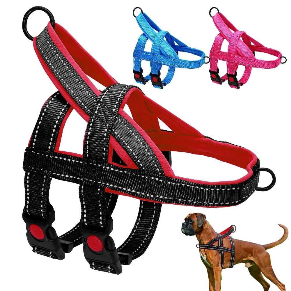 Black No Pull Nylon Dog Harness Reflective Adjustable Dog Harness Vest For Medium Large Dogs Walking Training Belt TRENDYPET'S ZONE