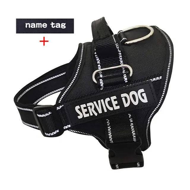 Black Nylon Reflective Dog Harness Personalized Breathable With ID Patch TRENDYPET'S ZONE