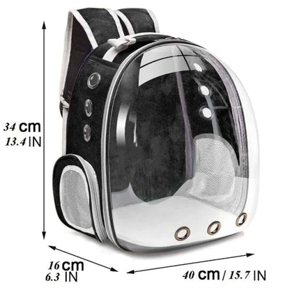 Black Pet Carrier Backpack Transparent Capsule Bubble Backpack Small Animal Puppy Kitten Breathable Carrier for Travel TRENDYPET'S ZONE