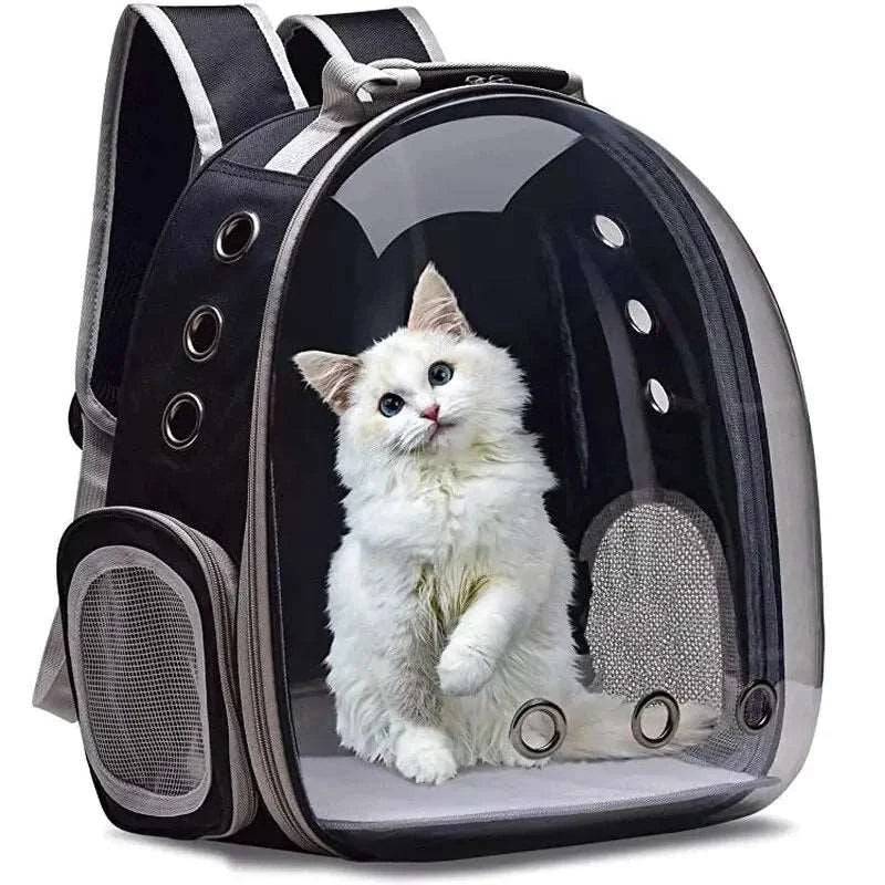 Black Pet Carrier Backpack Transparent Capsule Bubble Backpack Small Animal Puppy Kitten Breathable Carrier for Travel TRENDYPET'S ZONE