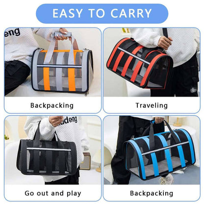 Black Pet Carrying Bag Large Capacity Portable Breathable Shoulder Bag For Outdoor Use Suitable For All Seasons TRENDYPET'S ZONE