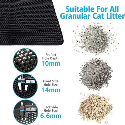 Black Pet Cat Litter Mat Waterproof EVA Double Layer Trapping Kitten Litter Box Mat Clean Pad Products - Trendypet's Zone