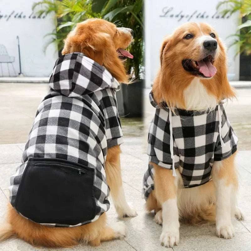 Black Plaid Dog Winter Coat Pet Jacket Plaid Vest Cold Weather Clothes Apparel TRENDYPET'S ZONE