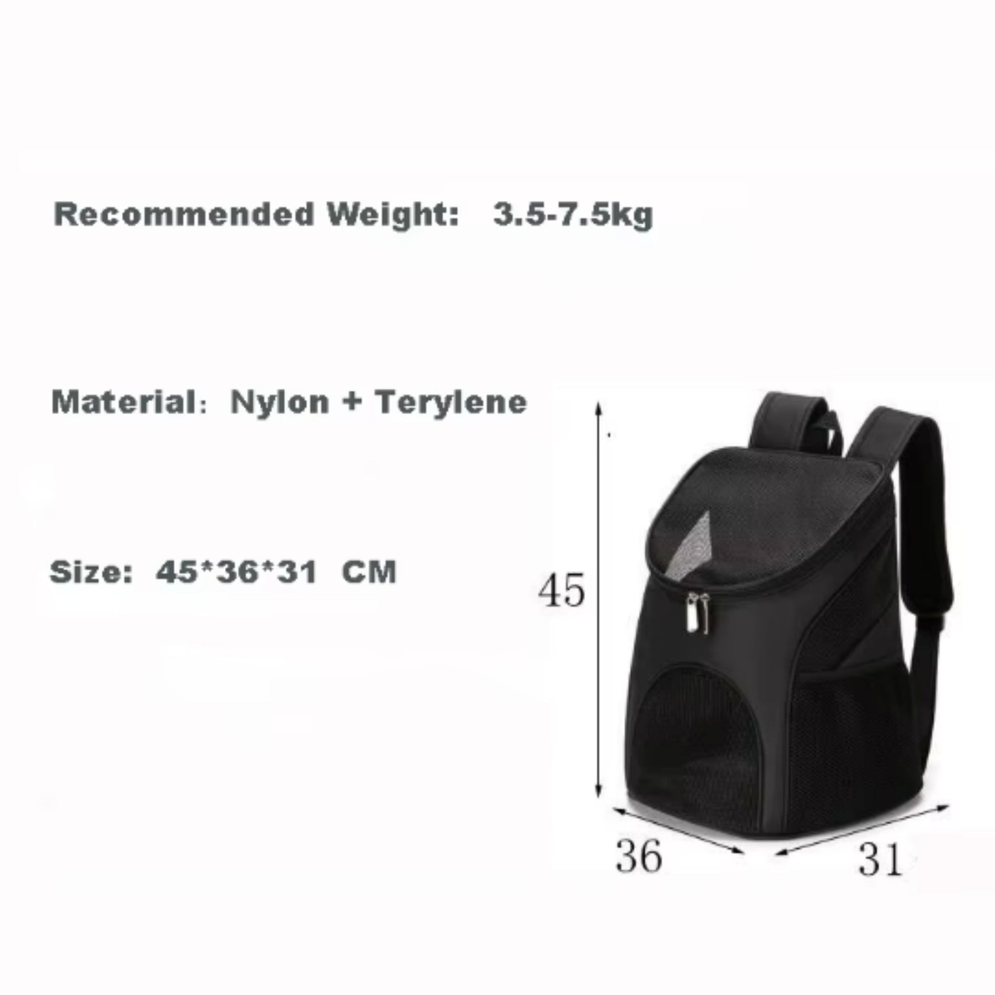 Black Portable Foldable Mesh Pet Carrier Dog Backpack Breathable Bag Dog Cat Large Capacity Outdoor Travel Carrier Double Shoulder Bag TRENDYPET'S ZONE