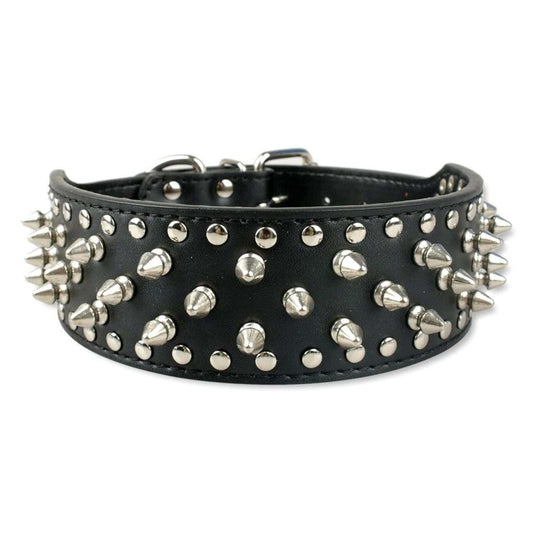 Black Spiked Studded Leather Dog Collar Adjustable Anti-Bite Puppy Neck Strap Collars For Small Medium Dogs TRENDYPET'S ZONE