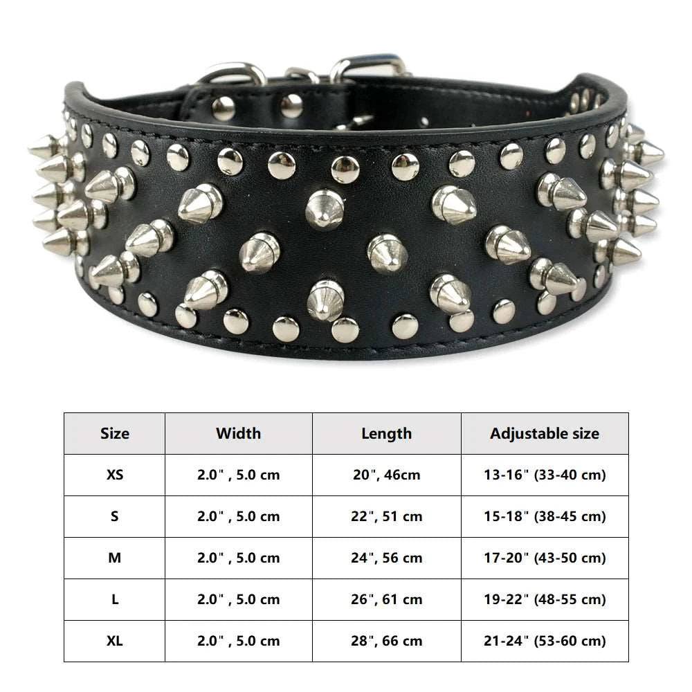 Black Spiked Studded Leather Dog Collar Adjustable Anti-Bite Puppy Neck Strap Collars For Small Medium Dogs TRENDYPET'S ZONE