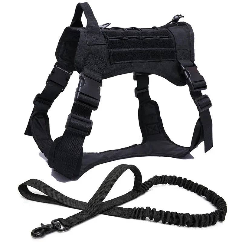 Black Tactical Dog Pet Vest With Bags Military Harness Leash Set - Trendypet's Zone