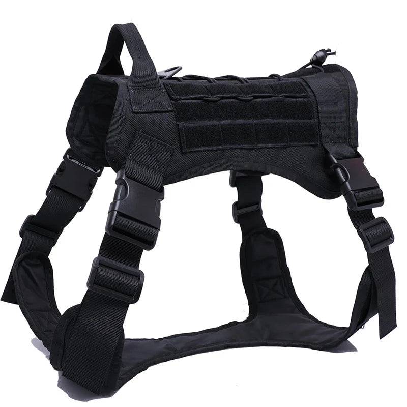 Black Tactical Dog Pet Vest With Bags Military Harness Leash Set - Trendypet's Zone