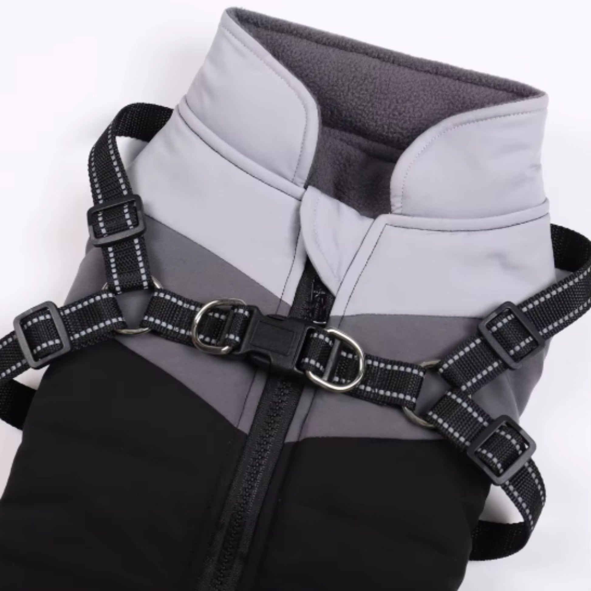 Black Warm Dog Coat Autumn Winter Jacket with Harness Cold Weather Waterproof Clothes Outfit TRENDYPET'S ZONE