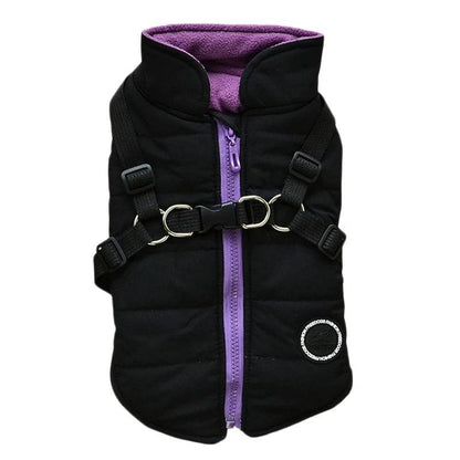 Black Waterproof Dog Vest Jacket with Harness Winter Coats TRENDYPET'S ZONE