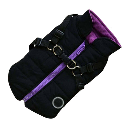 Black Waterproof Dog Vest Jacket with Harness Winter Coats TRENDYPET'S ZONE