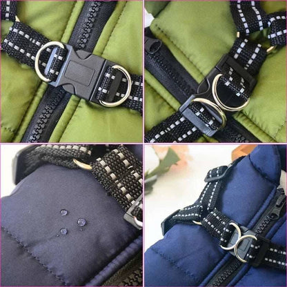 Black Winter Pet Clothes For Small Large Dogs Warm Fleece Jacket Waterproof With Harness Clothing Puppy Costume TRENDYPET'S ZONE