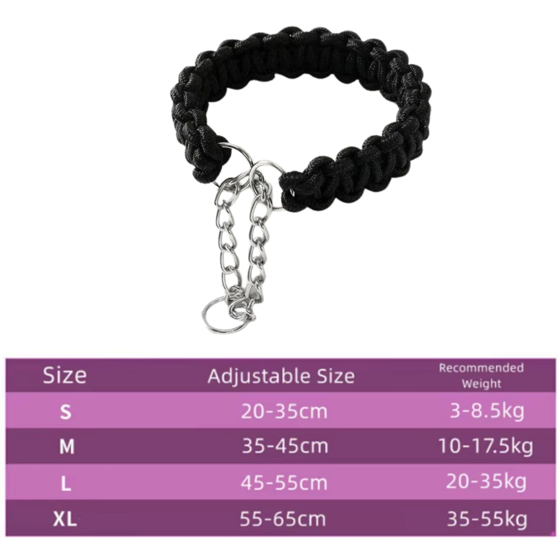 Black Woven Dog Collars P Chain Nylon Adjustable Collar For Small Medium And Large Dogs TRENDYPET'S ZONE