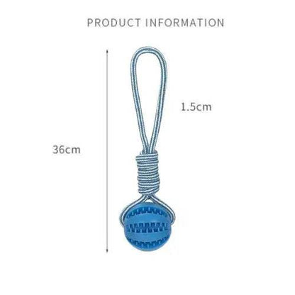 Blue Ball Hemp Rope Toys Treat Interactive Rubber Leaking Balls for Small Dogs Chewing Bite Resistant Pet Tooth Cleaning - Trendypet's Zone