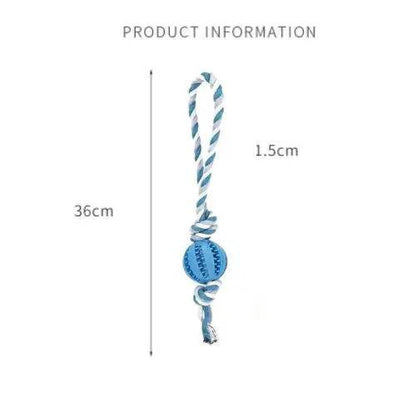 Blue Ball White Hemp Rope Toys Treat Interactive Rubber Leaking Balls for Small Dogs Chewing Bite Resistant Pet Tooth Cleaning - Trendypet's Zone