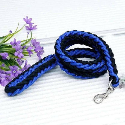 Blue Black Super Strong Coarse Nylon Dog Leash Double Row Adjustable Collar For Medium Large Dogs TRENDYPET'S ZONE