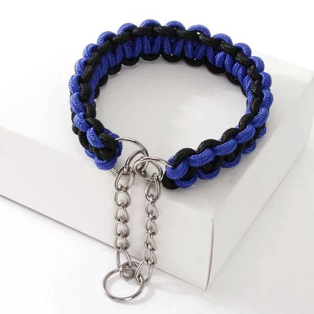 Blue Black Woven Dog Collars P Chain Nylon Adjustable Collar For Small Medium And Large Dogs TRENDYPET'S ZONE