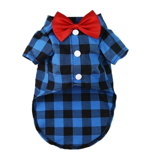 Blue Bowtie Dog Shirts Classical Plaid Thin Breathable Summer Clothes for Small Large Dogs Puppy Vest Chihuahua Yorkies TRENDYPET'S ZONE